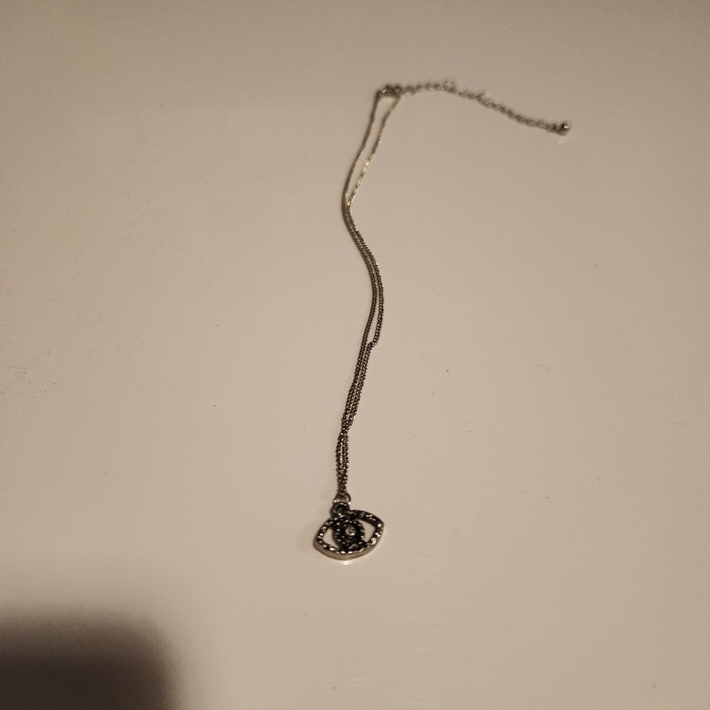 Elegant Silver Pendant Necklace Evil Eye